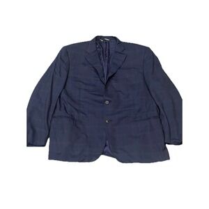 Men's Canali Blue Plaid Wool Italy Blazer 54R (Italian)